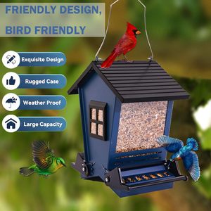 Premium metallo esterno appeso Wild Bird Feeder a prova di scoiattolo grandi posatoi bilaterali attivati dal peso per birdwatching nel cortile - Product Image 5