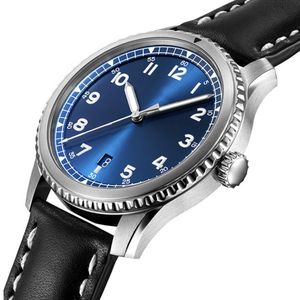 Montre à quartz lumineuse avec bracelet en cuir véritable, boîtier en acier inoxydable argenté, logo personnalisé ODM OEM, style business décontracté. - Product Image 2