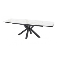 Meubles modernes, table à manger extensible en céramique noire avec un design de base croisée innovant