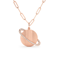 Collier Saturne en argent S925 plaqué or Gemnel avec breloque planète étincelante en zircon cubique, chaîne trombone, bijou céleste, cadeau pour filles
