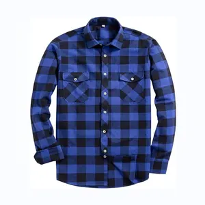 Factory Supply 100% Cotton Check Multi Color Wholesale Flannel Shirt Patch Pocket Mens Clothing Shirt