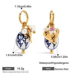 Set di Collane in Acciaio Inox Placcato Oro 18k Impermeabili, Stile Marino con Ciondoli a Forma di Conchiglia, Fiore, Pesce e Conchiglia in Ceramica - Product Image 5