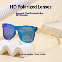Lunettes de soleil polarisées tendance, unisexes, sans monture, avec branches en bois et verres TAC dégradés