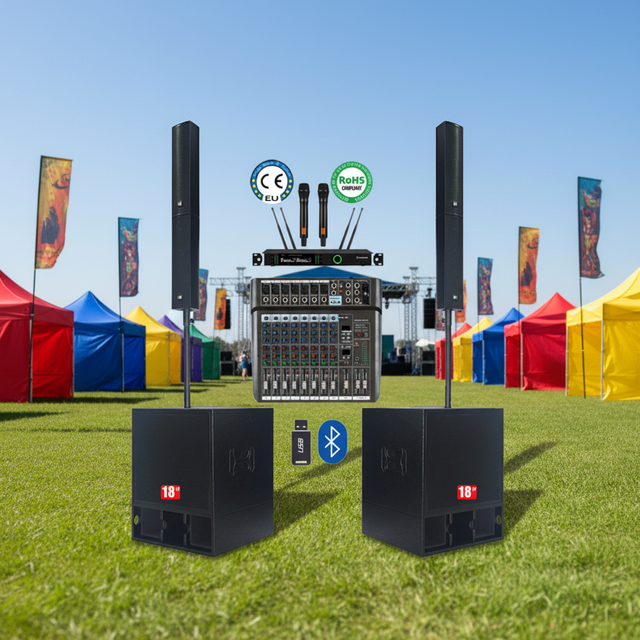 Professional 2+1 Active Line Array Speaker System Subwoofer 800W Column Speaker for Stage Performance DJ Event Sound System