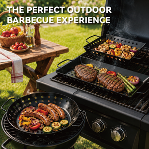 Plaque de cuisson ronde antiadhésive noire en fer pour barbecue extérieur et cuisson de viande - Product Image 6