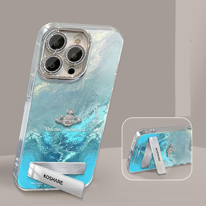 Blue Gradient Stereo <strong>Planet</strong> for Apple 16 Tinfoil Print Phone Case 15 Lens Film Fall Resistant 14 Advanced Sense Phone Case - Product Image 5