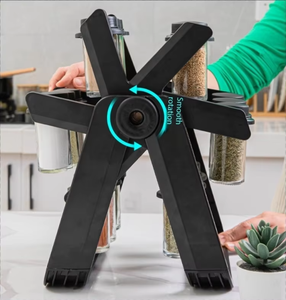 Portaspezie Girevole Multifunzionale MIXWARES con Bottiglie in Vetro per Condimenti, Contenitore Sostenibile per Cucina, Capacità 18 Bottiglie - Product Image 2