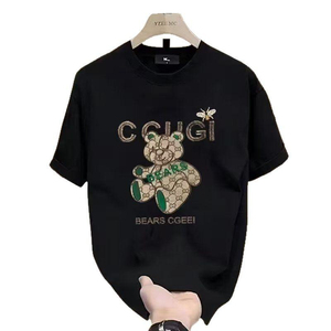 Camiseta de Verano para Hombre, Marca Europea de Alta Gama, 100% Algodón Peinado, Estampado de Dibujos Animados, Transpirable, de Manga Corta, Nueva Colección - Product Image 4