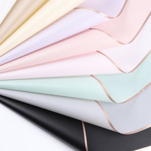 Papel <span class=keywords><strong>de</strong></span> envoltura <span class=keywords><strong>de</strong></span> flores <span class=keywords><strong>de</strong></span> borde dorado rosa, marco <span class=keywords><strong>de</strong></span> plástico impermeable, película <span class=keywords><strong>de</strong></span> papel para ramos, 20 hojas, otoño en Color - Product Image 3