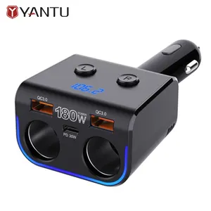 مقبس لاسلكي سريع الشحن YANTU L04 w QC + PD مزدوج USB سريع محول سجائر ولاعة سجائر هاتف 12 فولت 24 فولت