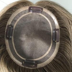 Fábrica de Pelucas Koshe en China, Cabello Humano Virgen Europeo <span class=keywords><strong>Rubio</strong></span> de Alta Calidad en Stock para Mujeres Blancas, Mono Jewish Topper - Product Image 2