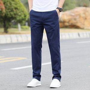 Men's High <b>Work</b> Casual Pants Mid <b>Waist</b> <b>Elastic</b> Straight 100% Cotton Breathable Lightweight <b>Trousers</b> Drawstring Closure - Product Image 6