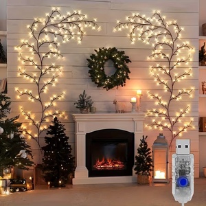 Luce LED Flessibile in PVC a Forma <span class=keywords><strong>di</strong></span> Rattan Alimentata via USB, Lampada a Ramo d'Albero Fai-da-Te per Decorazioni Natalizie, Illuminazione d'Ambiente per Casa, Pareti e Finestre - Product Image 1