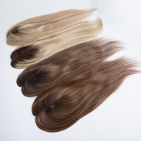 Topper capillaire pour femme 100% Cheveux Remy Européens Ombré Brun avec mèches, Base Mono Transparente