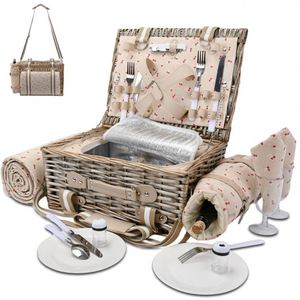 Cesto de Picnic en la playa, cesta tejida a mano, juegos de Navidad con tapa con asa, Cuadrado de bambú, redondo, de cara suave, plegable, para acampar - Product Image 4