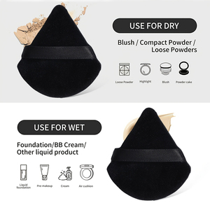 Lot de 18 pinceaux de maquillage noirs personnalisables avec logo OEM, 5 houppettes triangulaires, sac en velours, outils en poils synthétiques – Vente en gros directe usine - Product Image 3