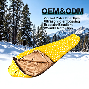 <span class=keywords><strong>Sacco</strong></span> <span class=keywords><strong>a</strong></span> <span class=keywords><strong>Pelo</strong></span> Personalizzato per Climi Freddi, <span class=keywords><strong>Giallo</strong></span> con Puntini Bianchi, in Poliestere, per Adulti, Escursionismo e Attività all'Aperto - Product Image 1