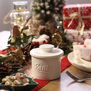Pot à beurre en céramique française écologique avec joint de ligne d'eau de couvercle de pot en porcelaine à motif végétal pour réfrigérateur de comptoir de cuisine - Product Image 6
