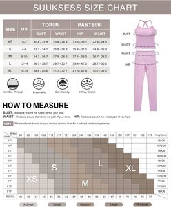 SUUKSESS Ensemble de sport 2 pièces pour femme, uni, respirant, infroissable, en Spandex/Nylon, avec leggings de <span class=keywords><strong>compression</strong></span> effet ventre plat et poches - Product Image 6