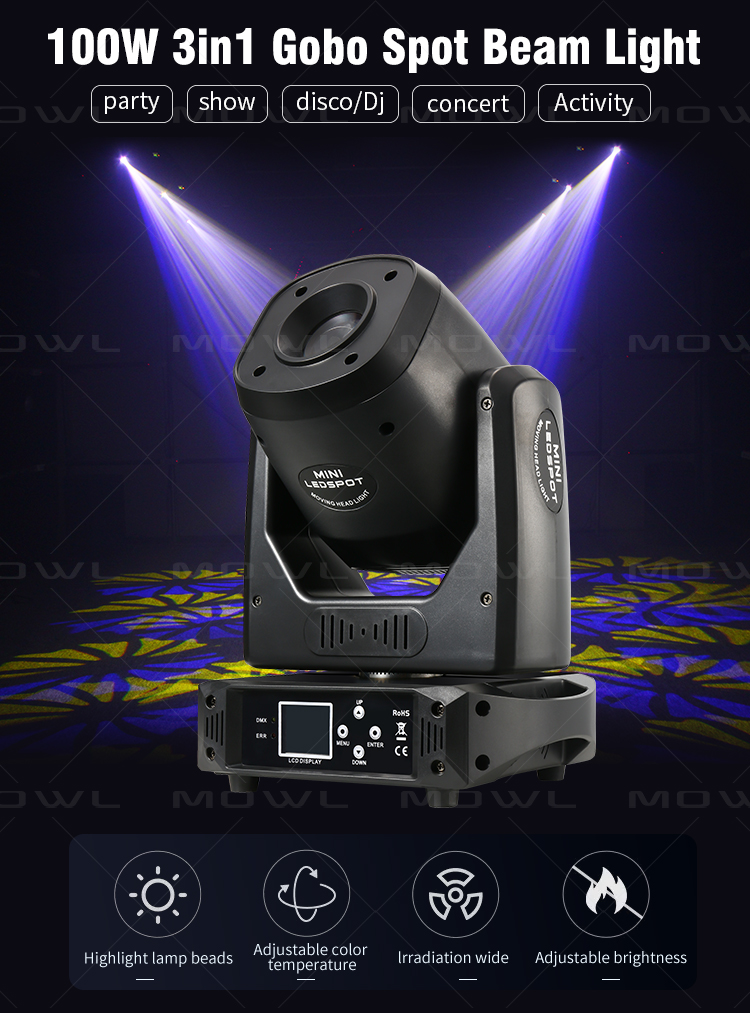 QTX GOBO Beam 100W LED Moving Head DJ Disco Stage Lighting Effect | UK