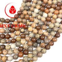 Perles rondes de 6mm en gros de jaspe panaché rouge naturel Perles naturelles