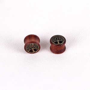 Tunnels d'<span class=keywords><strong>oreille</strong></span> rétro en bois style Arbre de Vie Punk, double évasement, plugs selle, calibre <span class=keywords><strong>8mm</strong></span> - 20mm, piercing Hiphop personnalisé - Product Image 3