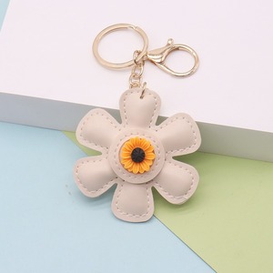 New Sunflower Tassels PU Leather Eco-Friendly Car Keychain Bag Pendant Women's Charms Luxury Keychains Designer Girl Gift - Product Image 6