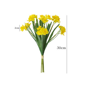 Fleurs artificielles en soie Ruilisi, narcisses, 3 branches, blanc et jaune, décorations pour la maison et les mariages - Product Image 5