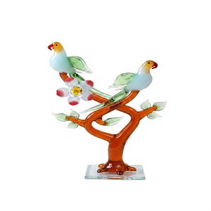 Figura de Pájaros del Amor en Cristal Soplado a Mano con Diseño de Rama de Naranjo y Flor, Temática Animal, Decoración para el Día de San Valentín - Product Image 2
