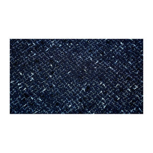 Tela Tweed de Primera Calidad Hecha en Corea, Color Azul Marino con Detalles Metálicos Plateados, Tejido de Lujo y Textil Tejido Personalizado OEM y ODM - Product Image 1