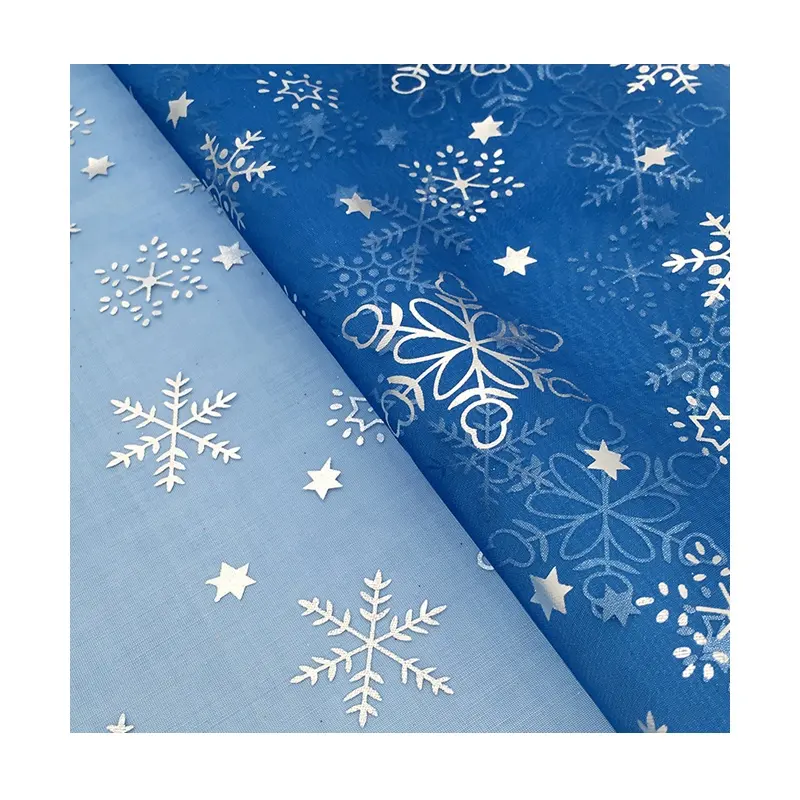 Tecido de organza transparente para decoração, popular, floco de neve, tecido de tule