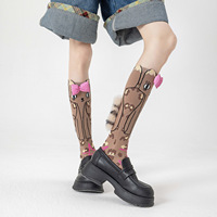 Chaussettes en coton respirantes et antidérapantes pour femmes, avec oreilles de lapin 3D mignonnes, amusantes, kawaii, style dessin animé, pour le quotidien au printemps