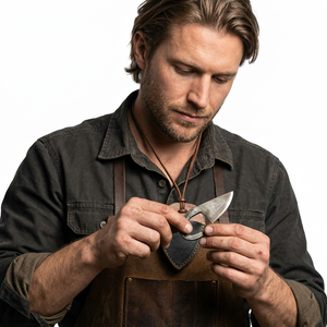 Couteau de cou EDC forgé à la main sur mesure, lame fixe en acier carbone, couteau de cou celtique en acier carbone fait main avec collier en cuir - Product Image 4