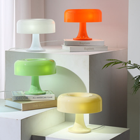 Lampe de table LED en forme de champignon orange, décoration d'intérieur moderne minimaliste nordique, veilleuse de chevet, interrupteur à bouton USB, intensité réglable, salon