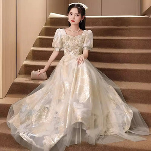 Evening Gown Women's Elegant Sweetheart Neckline Empire Waist Floral Print 3D Patterns Long Dress For Coming Of Age Ceremony - Product Image 1