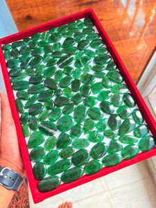 Par de cabujones de Aventurina verde natural, lote de piedras preciosas sueltas para joyería hecha a mano, pendientes, colgante artesanal - Product Image 2