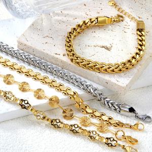 18K PVD Gold Plated Waterproof Jewelry Non Tarnish butterfly love Heart Bracelet Cuban <b>Chain</b> Stainless Steel Bracelet for Women - Product Image 5