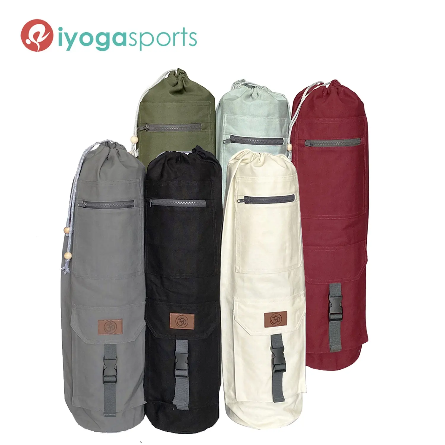 100% bio-baumwolle yoga matte tasche hohe qualität baumwolle yoga tasche mit 2 taschen entwickelt durch iyogasports