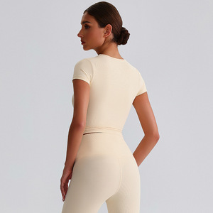 Asciugatura rapida Slim Fit tinta unita sport Running Top allenamento Fitness Pilates Yoga maniche corte da donna - Product Image 2