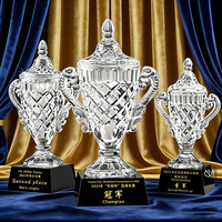 Coupe de trophée en verre cristal haut de gamme personnalisée avec gravure étanche et impression UV pour événements sportifs - Récompense