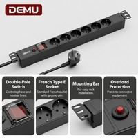 PDU 1U pour montage en rack, 6 prises de type E français, 16 ampères, 250 volts, double pôle, protection contre les surcharges, certifié CE