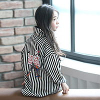 Hauts unisexes pour enfants, chemise à manches longues en coton imprimé rayé noir et blanc, style décontracté, pour le quotidien, collection printemps pour filles