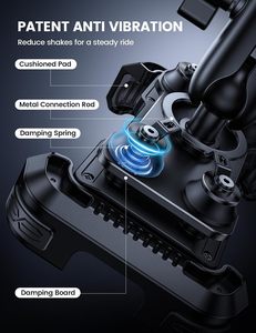 Supporto Antifurto in Alluminio per Telefono con Doppio Ammortizzatore di Vibrazioni, Braccio Regolabile in Metallo Resistente agli Urti per iPhone 14-16 Pro Max, per <span class=keywords><strong>Bicicletta</strong></span> - Product Image 3