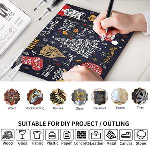 Bview Art 6แพ็ค0.7มม. ปากกาสีน้ำสีขาวละเอียดพิเศษอะคริลิคสีดำเครื่องหมายถาวร - Product Image 2