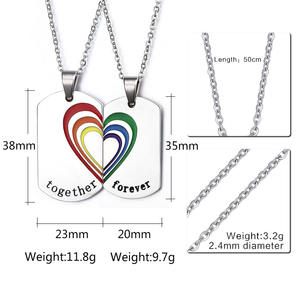 مجوهرات قوس قزح للمثليين بالجملة، مصنوعة من الفولاذ المقاوم للصدأ المطلي بالفضة، هدية للأزواج تحمل رمزًا للوعد والحب الأبدي - Product Image 3