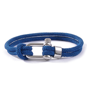 Pulseras de Cuerda Náutica en Forma de U para Hombre, de Acero Inoxidable de Doble Hilo, con Logotipo Personalizado, para Aventuras al Aire Libre - Product Image 5