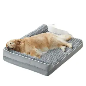 Lit orthopédique en mousse pour chiens de taille moyenne-Canapés-lits lavables pour animaux de compagnie avec housse amovible et doublure imperméable pour animaux de compagnie