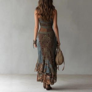 Pronto per la Spedizione: Abito Bohémien da Donna con Vita Alta, Monospalla, Orlo Asimmetrico e Spacco, Abbigliamento Moda per Viaggi e Vacanze - Product Image 4