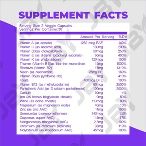 JBY OEM Erkekler İçin Multivitamin Takviye Kapsülleri <span class=keywords><strong>A</strong></span>, <span class=keywords><strong>C</strong></span>, D, E Vitamini ve Çinko İçeren Multivitamin Kapsülleri Bağışıklık Sistemini Destekler - Product Image 2