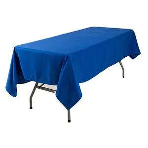Однотонная простая прямоугольная скатерть из синего переплетения для дома или вечеринки